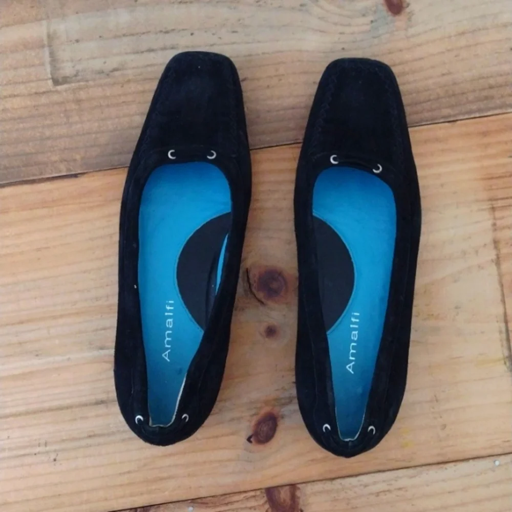 Amalfi Black Suede Slip On Shoes Made in Italy Size 6.5
